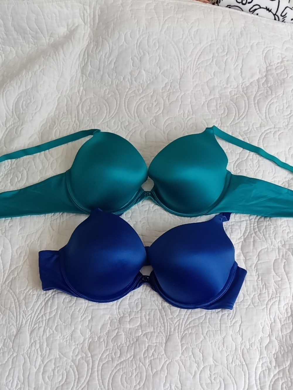 Maidenform Teal and Royal Blue Smooth Underwire Bra Duo 38 B